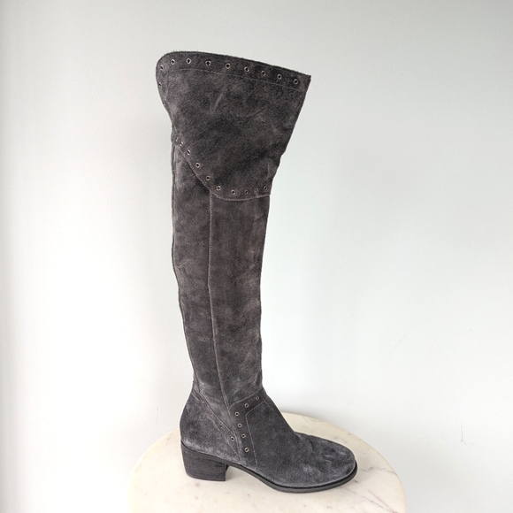 Vince Camuto Bestan Grey Suede Over The Knee Riding Boots - Picture 2 of 13